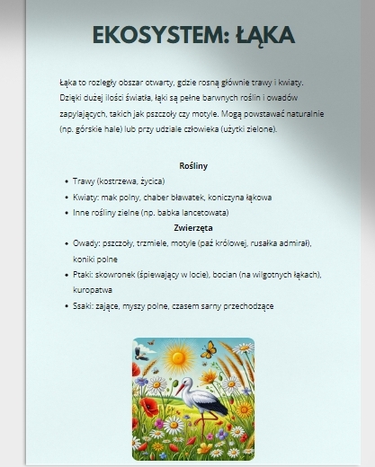 Porównanie różnych ekosystemów (las, łąka, staw)