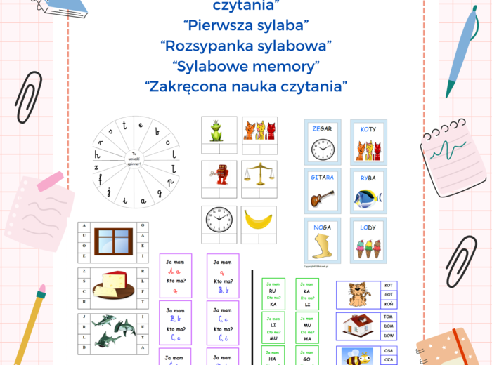 Zestaw 1 – gry i zabawy utrwalające naukę czytania