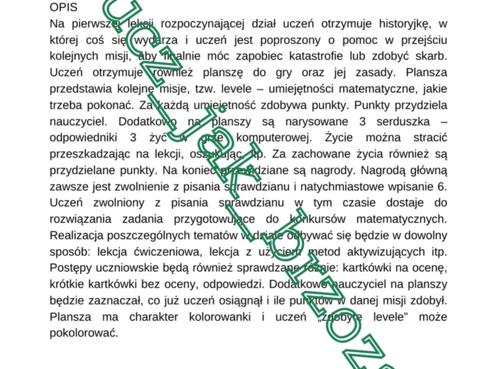 Innowacja na matematyce, grywalizacja, Własności liczb naturalnych, klasa 5