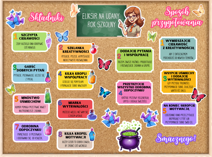 ELIKSIR NA UDANY ROK SZKOLNY - gazetka motywacyjna dla uczniów na rozpoczęcie szkoły