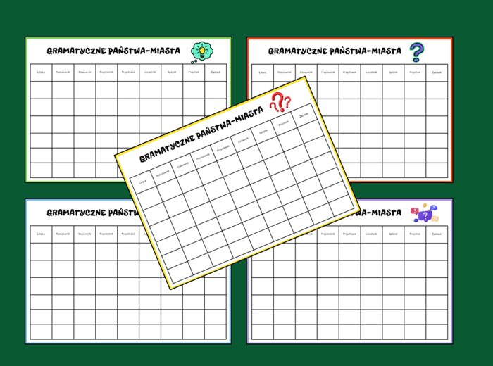 Gra "Państwa-Miasta" - części mowy - 5 wersji