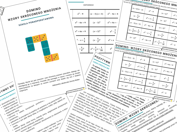 Wzory skróconego mnożenia - domino + wersja w języku ukraińskim