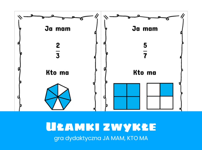 Matematyka Klasa 4. Klasa 5. Ułamek jako część całości. Gra dydaktyczna. Ja mam. Kto ma. Szkoła podstawowa