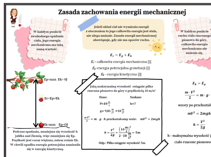 Fizyka kl.7 SP Temat: Zasada zachowania energii mechanicznej (graficzna karta pracy - 2 egzemplarze)