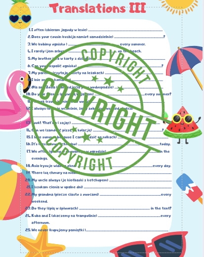 🏖75 Wakacyjnych Transformacji z Odpowiedziami – Angielski kl. 5–6 w wakacyjno-letnim wydaniu z kolorowymi grafikami i czarno-białą wersją do druku ☀️📄