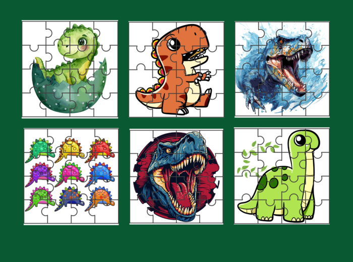 DZIEŃ DINOZAURA – PUZZLE – 26 obrazków – ćwiczenia redakcyjne