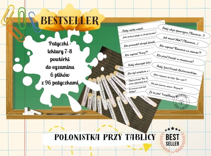 Patyczki KABOOM lektury klasa 7 i 8 czarno - biała wersja