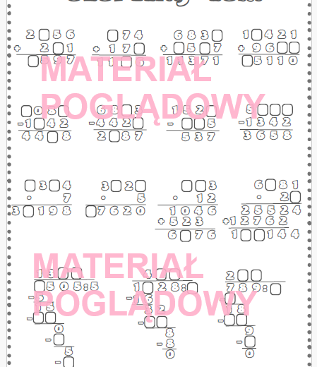 Uzupełnij luki - działania pisemne kl 4, 5, 6