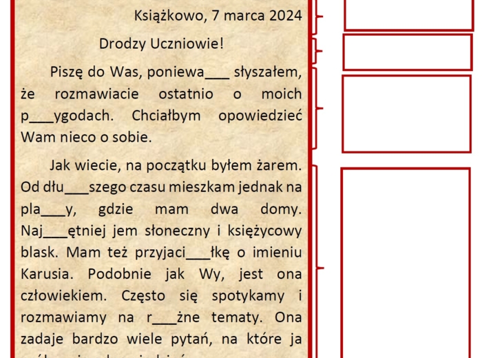 "Piaskowy Wilk" - list