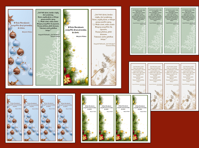 Boże Narodzenie – zakładki do książek – zakładka – biblioteka – świetlica – wersja 4