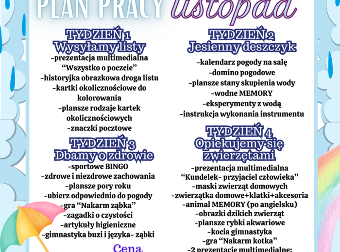 Plan pracy LISTOPAD