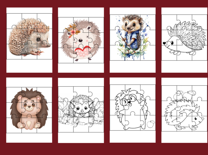 DZIEŃ JEŻA– puzzle – 17 szt.- biblioteka - świetlica