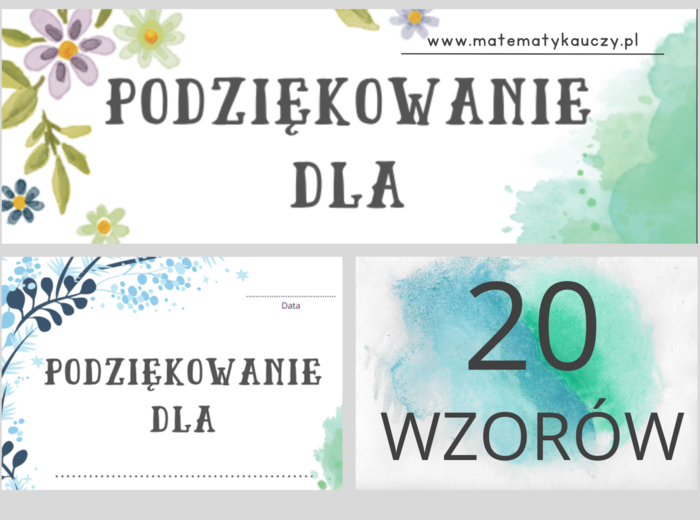 PODZIĘKOWANIA dla rodziców, dobrodziejów oraz pracowników szkoły / 20 WZORÓW / PDF / Format A4