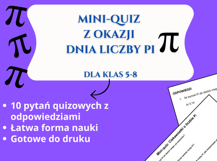 Mini-quiz: Ciekawostki o liczbie Pi 🔢🎉 – dla klas 5-8