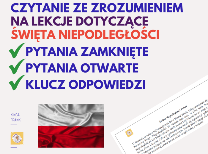🇵🇱 Czytanie ze zrozumieniem - Święto Niepodległości – 11 listopada 🇵🇱