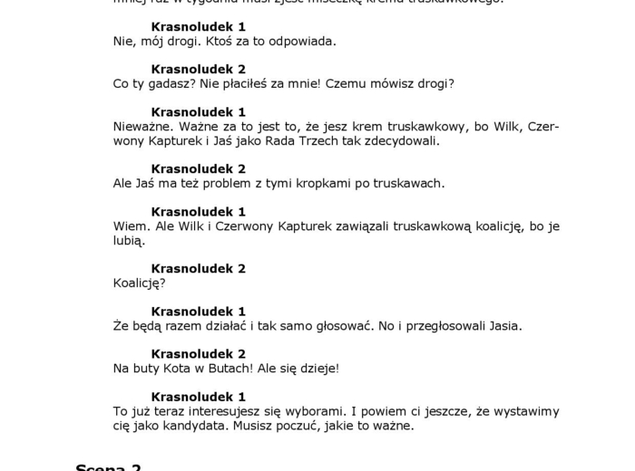 O pewnej kampanii wyborczej Scenariusz komedii dla młodszych i starszych