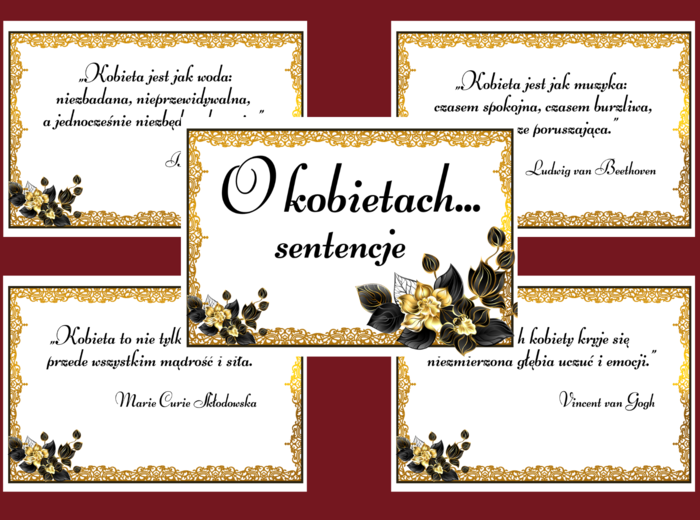 SENTENCJE o kobietach - DZIEŃ KOBIET – gazetka – biblioteka – świetlica – 16 stron – wersja 1