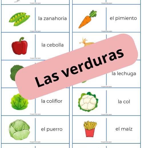 Domino ze słówkami – „las verduras” (warzywa)