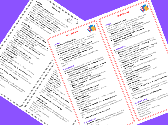 Jak napisać OPOWIADANIE – wklejka – wklejki – kl. 7 – 8 – ćwiczenia redakcyjne wersja 1