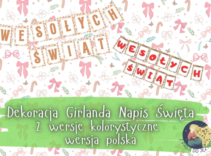 Girlanda Napis Wesołych Świąt Boże Narodzenie