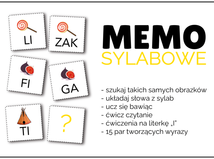 MEMO Sylabowe – 15 par tworzących wyrazy z literką „I”