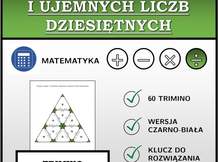 Trimino - Dzielenie dodatnich i ujemnych liczb dziesiętnych | matematyka