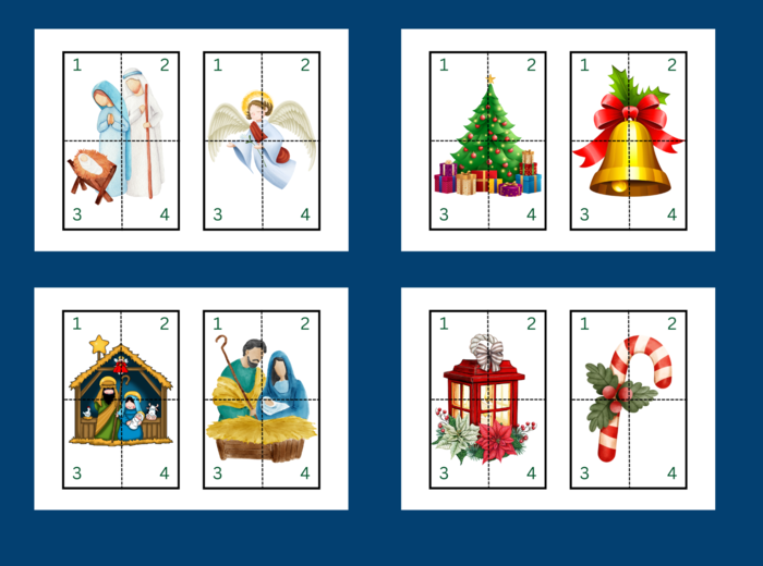 BOŻE NARODZENIE – puzzle – układanka- układanki – biblioteka – świetlica – przedszkole – 18 wersji