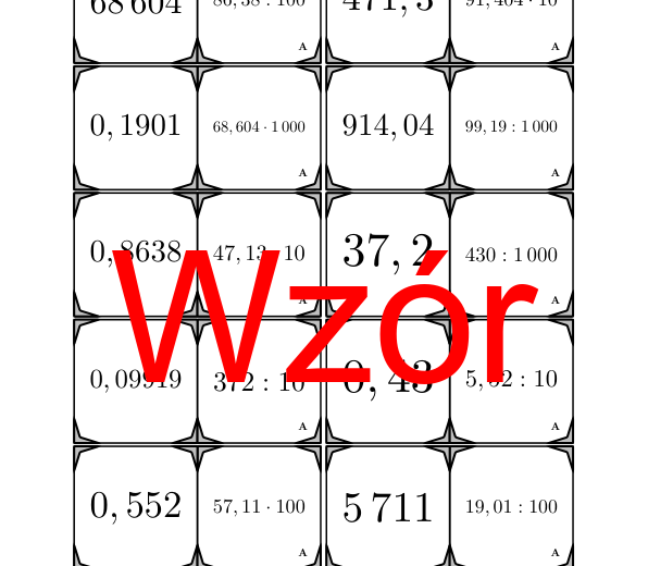 Domino - Mnożenie i dzielenie przez 10, 100 i 1000 | matematyka