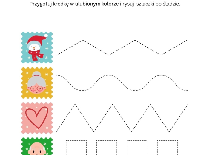Dzień Babci i Dziadka - karty pracy - grafomotoryka