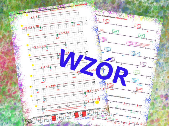 (klasa 7 klasa8) Oś liczbowa i zbiory na osi liczbowej (z hasłem).