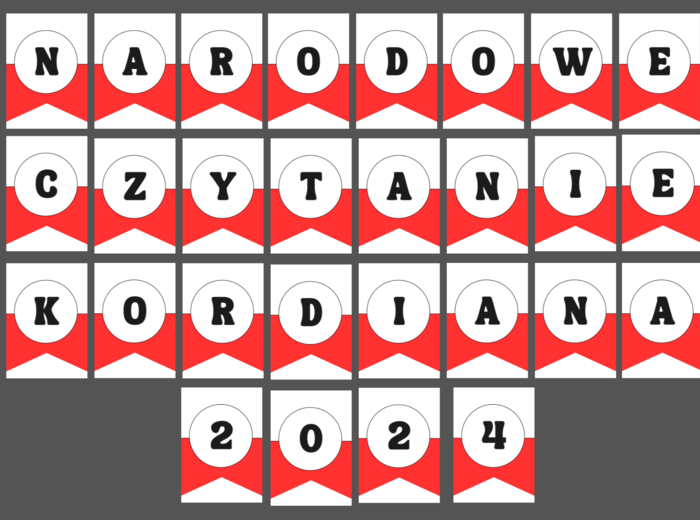 NARODOWE CZYTANIE 2024 – girlanda – napis – gazetka – ” Kordian” – wersja 4