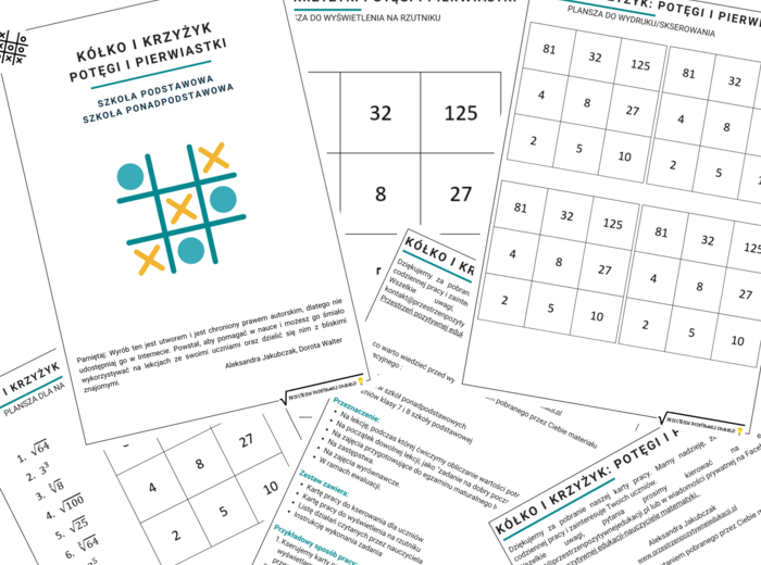 Potęgi i pierwiastki - kółko i krzyżyk