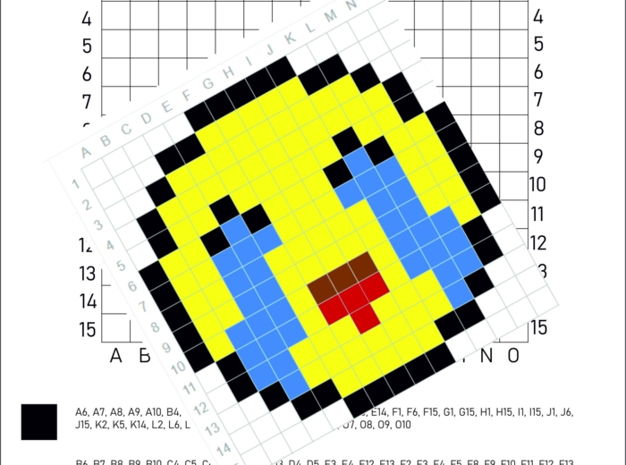 kodowanka EMOTKA, emotikon, emocje, buźka, dyktando graficzne, kodowanie