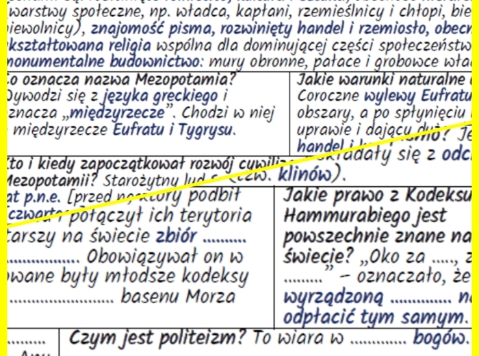 Starożytna Mezopotamia – notatka i karta pracy