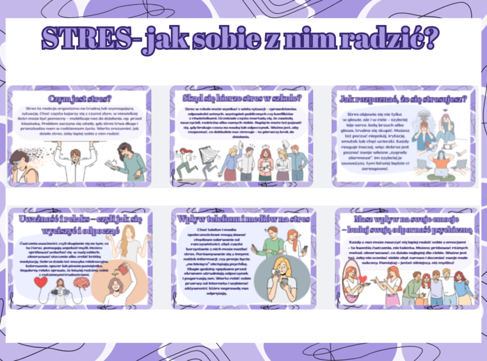 Gazetka szkolna- Stres – jak sobie z nim radzić?- 12 kolorowych kart A4- PDF- całoroczna