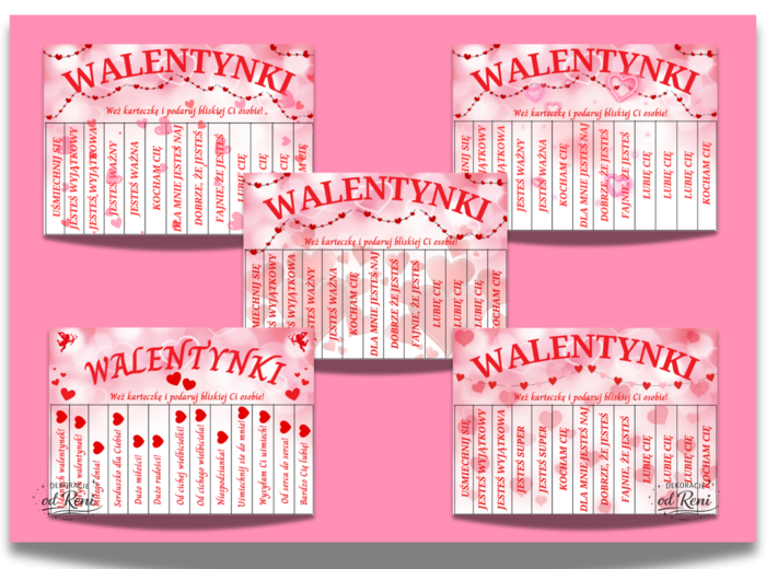 Walentynkowy zestaw miłych słów.