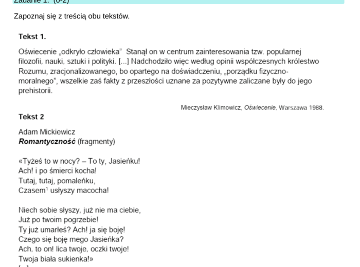 Test historycznoliteracki- Romantyzm (bez odpowiedzi)