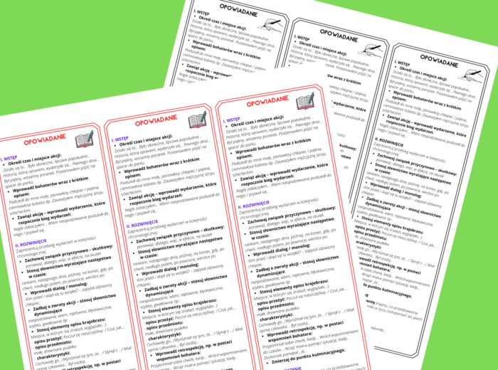 Jak napisać OPOWIADANIE – wklejka – wklejki – kl. 7 – 8 – ćwiczenia redakcyjne wersja 2