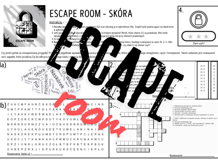 Escape room - SKÓRA - gra edukacyjna na lekcję biologii w SP