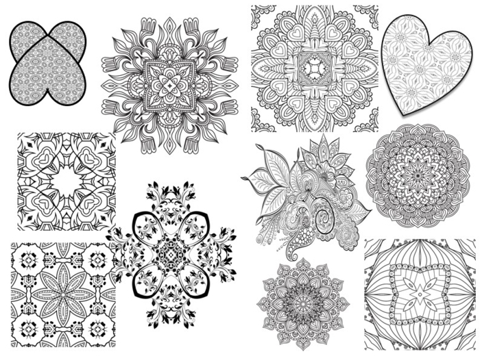 ❤??Walentynki. 25 Mandali - wzory serca i kwiaty