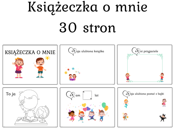 Książeczka o mnie - aż 30 stron - Książeczka do samodzielnego wypełniania