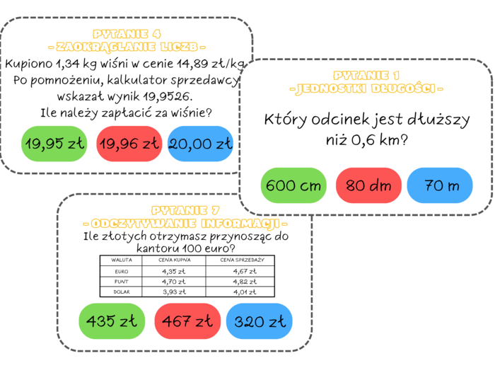 Gra o milion. Powtórzenie wiadomości - liczby na co dzień. Klasa 6.