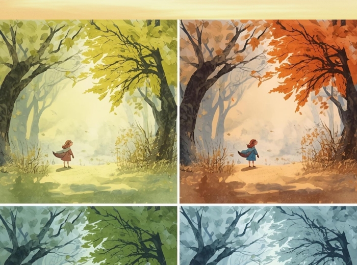 Czasy czasownika na cztery pory roku w zadaniach