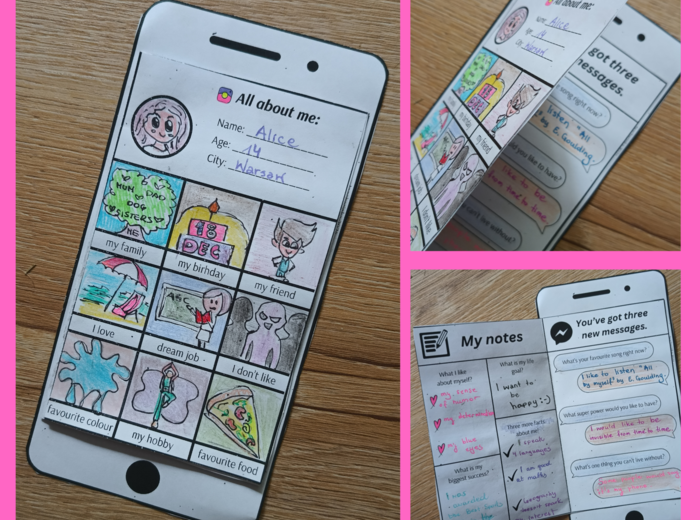 All about me - back to school craft, szablon wszystko o mnie, telefon język angielski