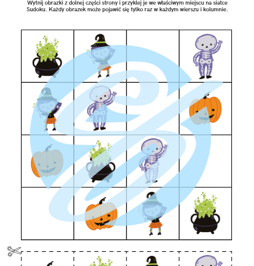 Halloweenowe Sudoku dla Młodszych Uczniów – Dwie Plansze Pełne Zabawy