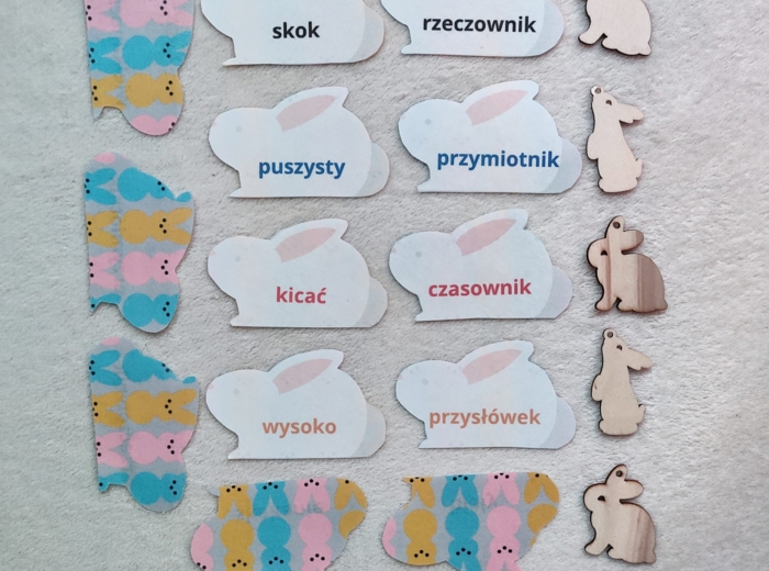 Wielkanoc - części mowy - zajączek memory