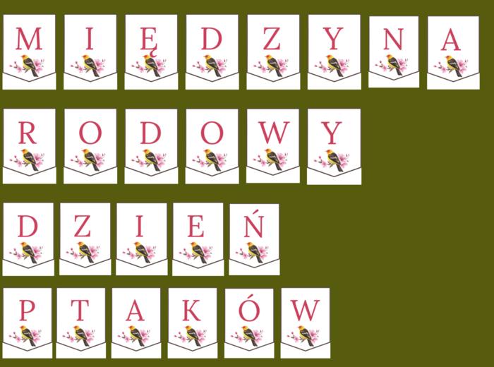 DZIEŃ PTAKÓW – wiosna - girlanda – napis – gazetka – wersja 2