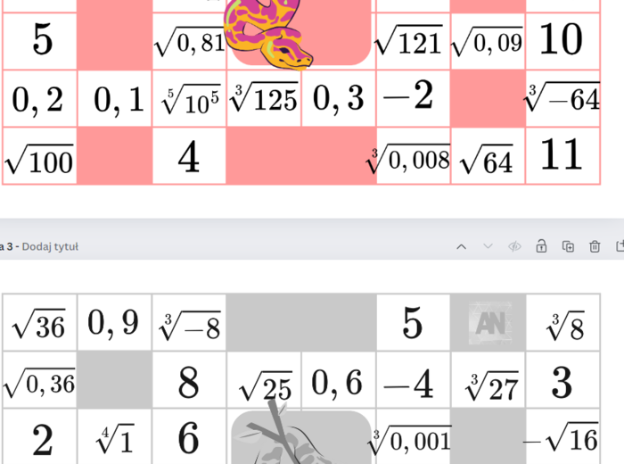 Pierwiastki - gra planszowa - klasa 7 i 8