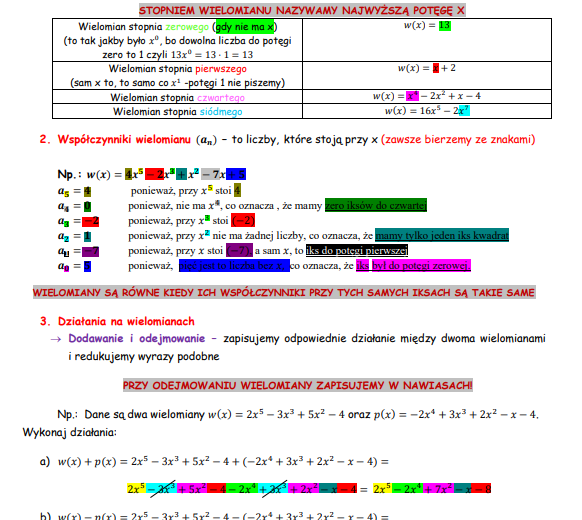 Karta pracy - WIELOMIANY - poziom podstawowy