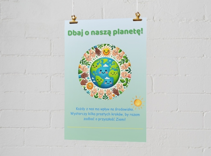 Plakat o ochronie środowiska z prostymi zasadami